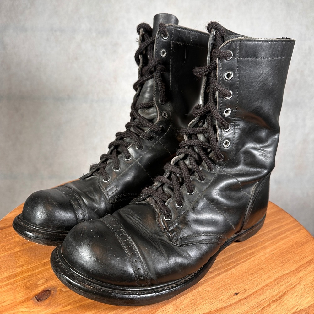 Corcoran Jump Boots Mens Size 7.5 Black Good Vintage Leather Military Combat